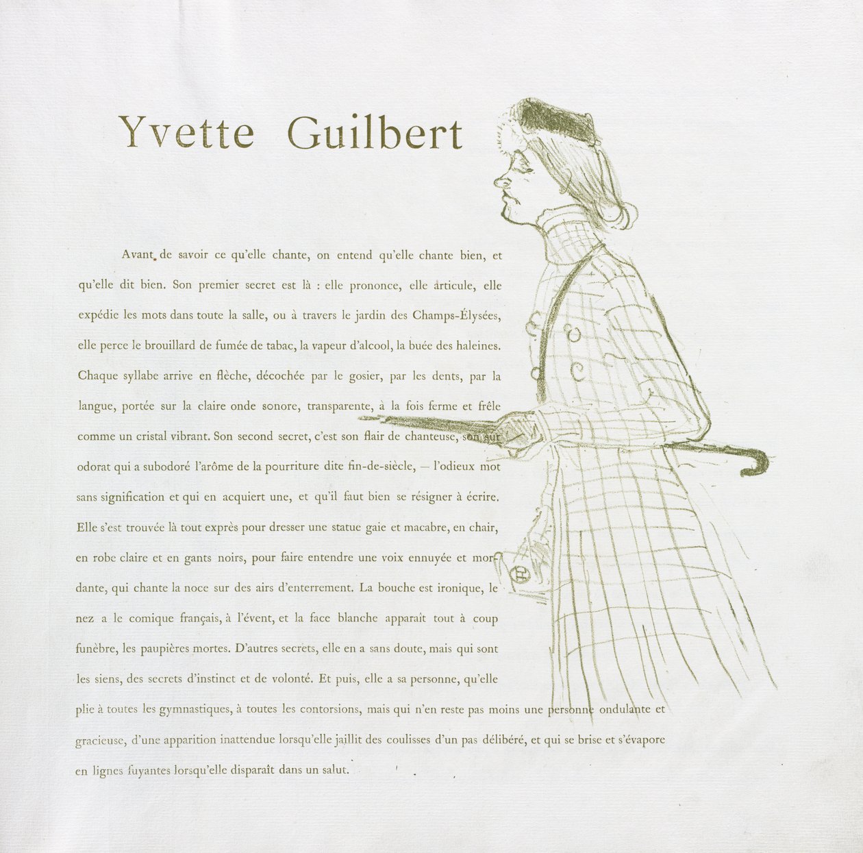 Yvette Guilbert-Fransız Serisi: No. 1 by Henri de Toulouse Lautrec