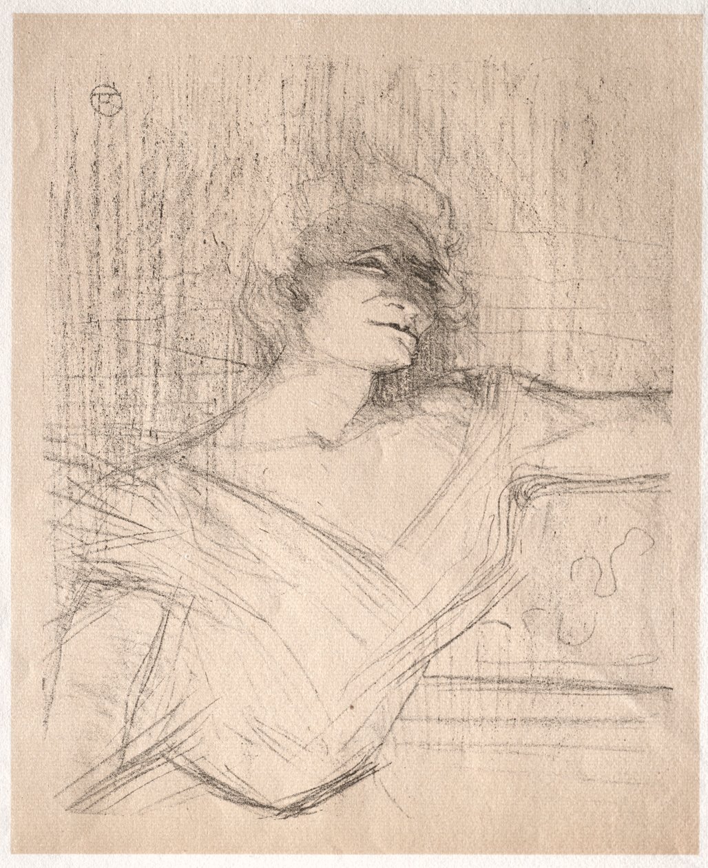 Yvette Guilbert: Tutkalda, 1898. by Henri de Toulouse Lautrec
