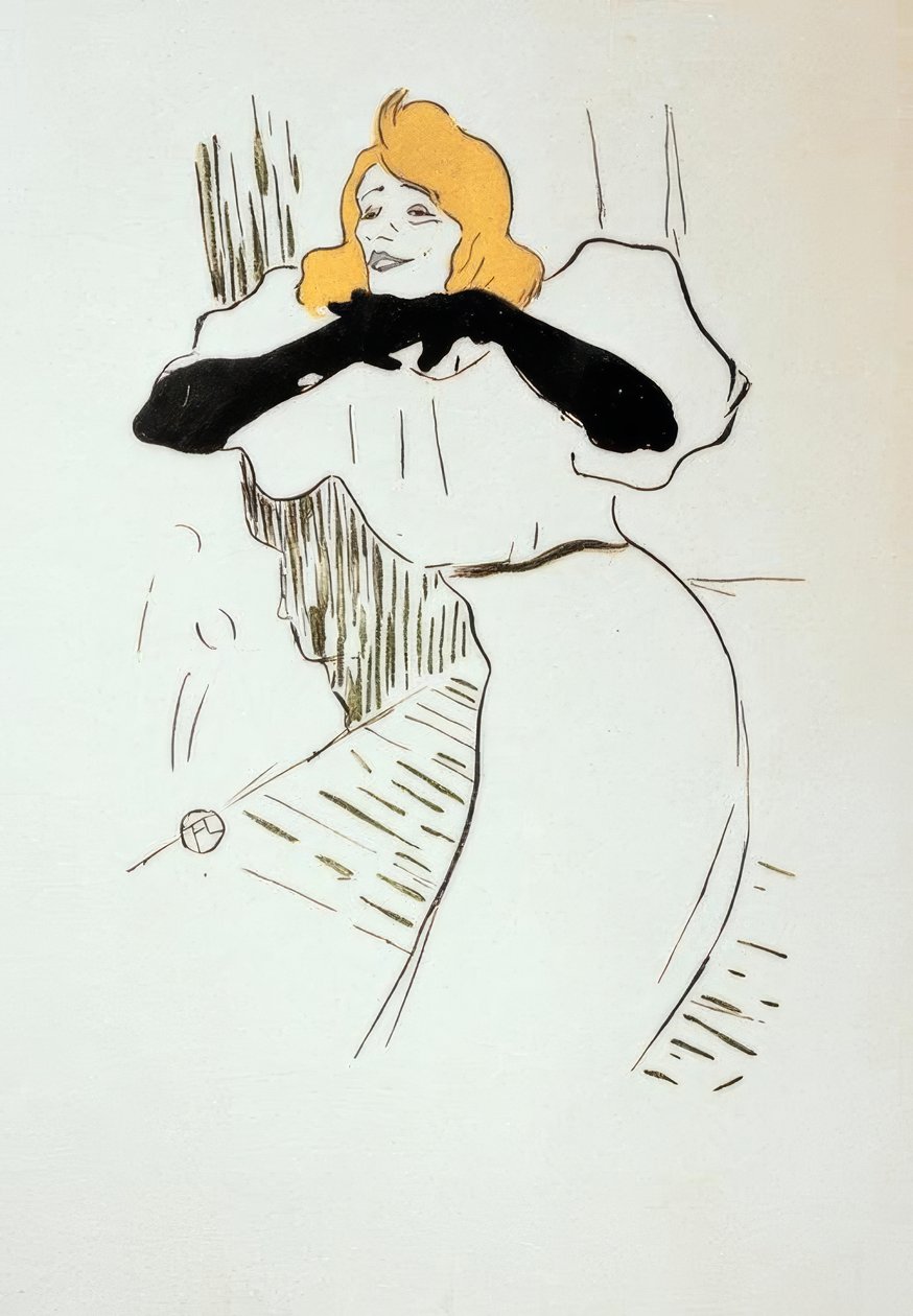 Yvette Guilbert, Linger daha uzun tuvalette by Henri de Toulouse Lautrec