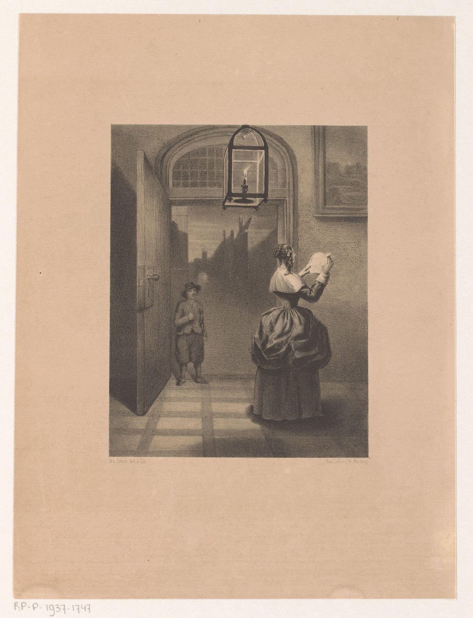 kadın bir mektup okuyor by Henri van Seben