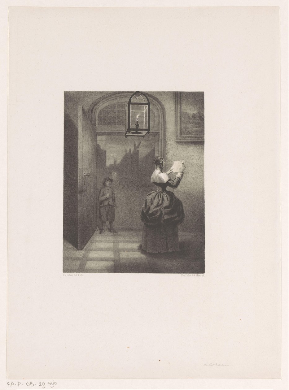 kadın bir mektup okuyor by Henri van Seben