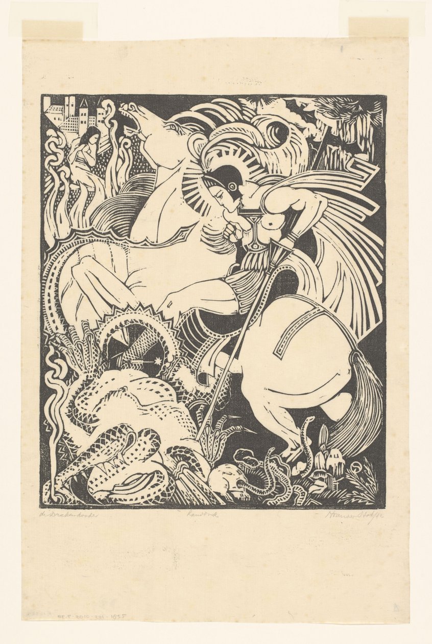 De Drakendooder (nesne üzerindeki orijinal başlık) by Henri van der Stok (signed by artist)