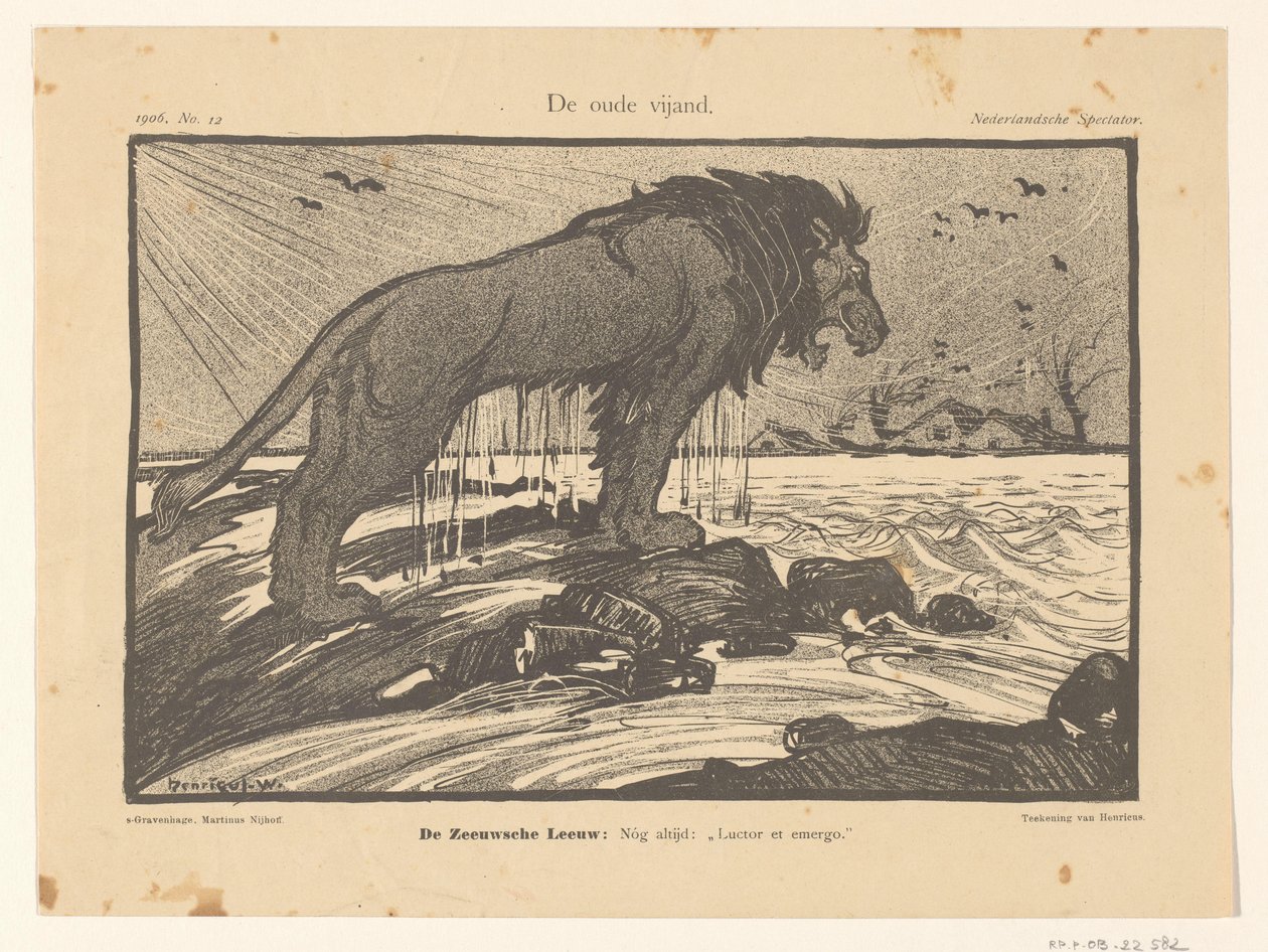 1906 Fırtına Selinin Karikatürü Eski Düşman (nesnedeki başlık) by Henricus