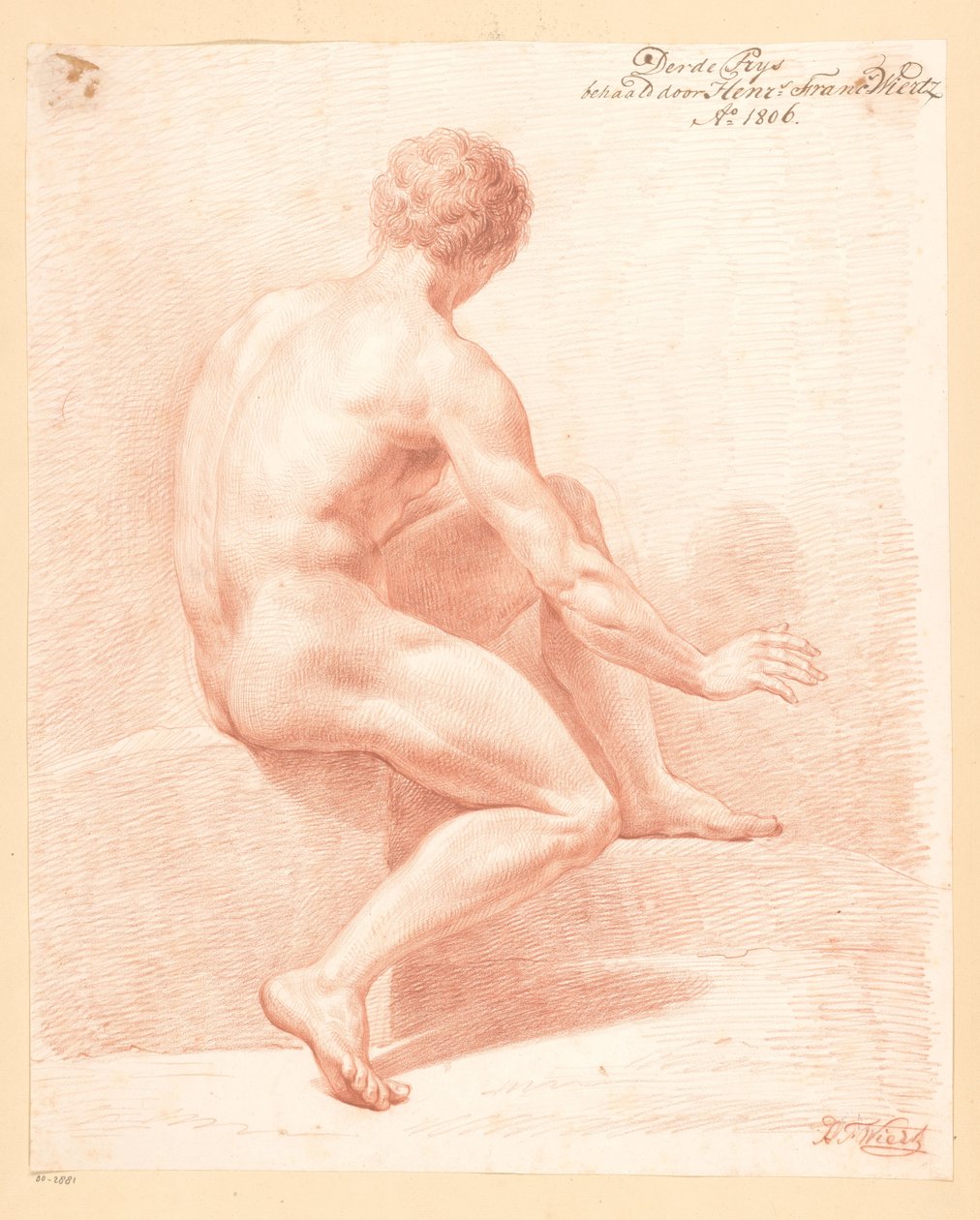 Oturan Erkek Çıplak, Arkadan Görünüş (3. Ödül 1806) by Henricus Franciscus Wiertz