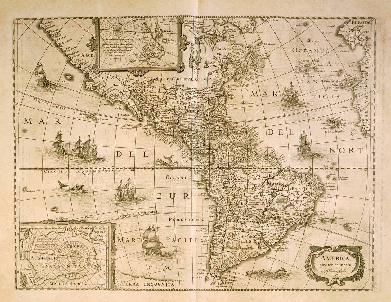Amerika Haritası Henricus Hondius by Henricus Hondius