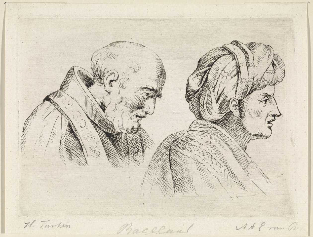 Rahip ve türbanlı bir adam by Henricus Turken