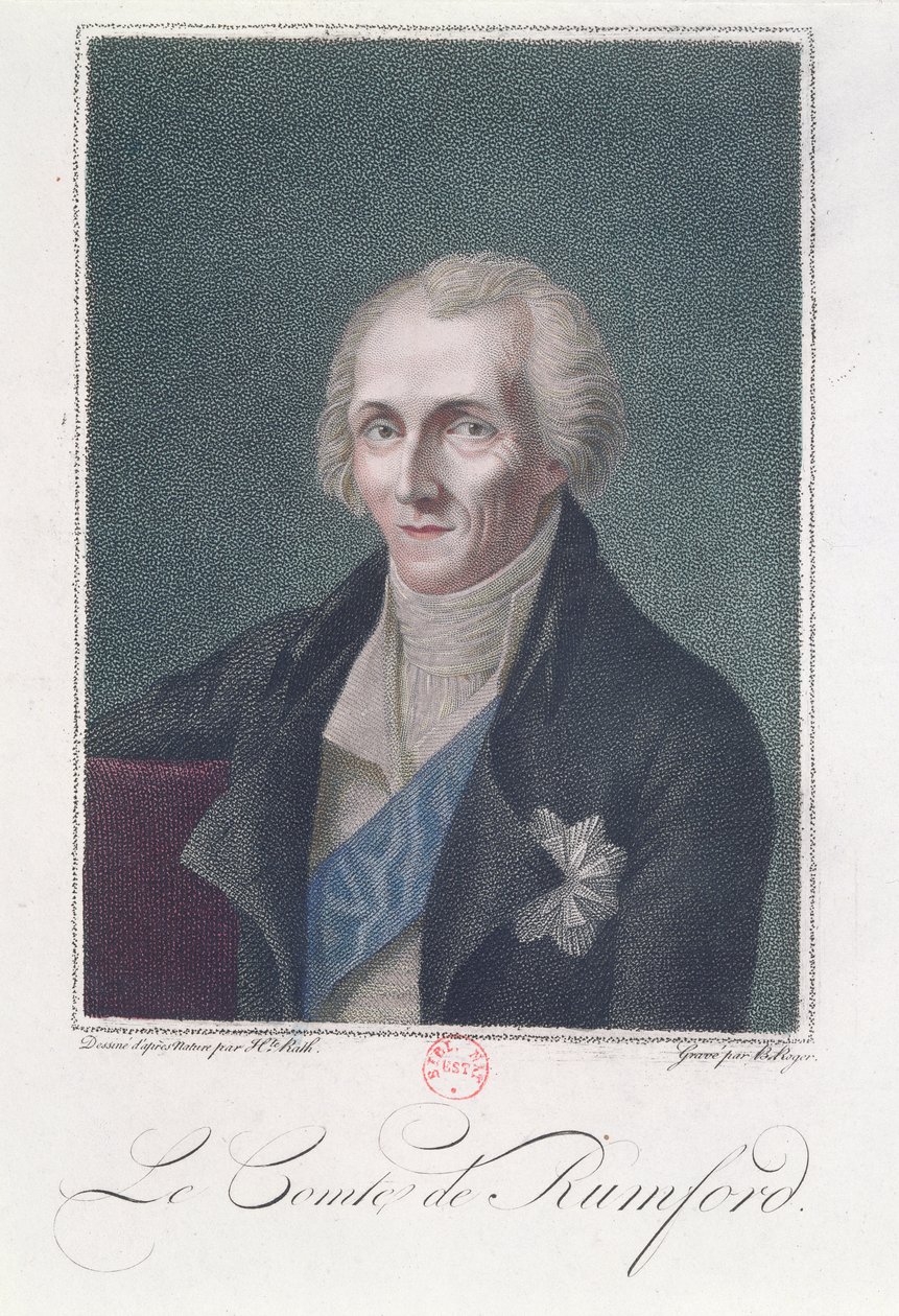 Benjamin Thompson (1753-1814) Kont Rumford, B. Roger tarafından oyulmuş by Henriette Rath