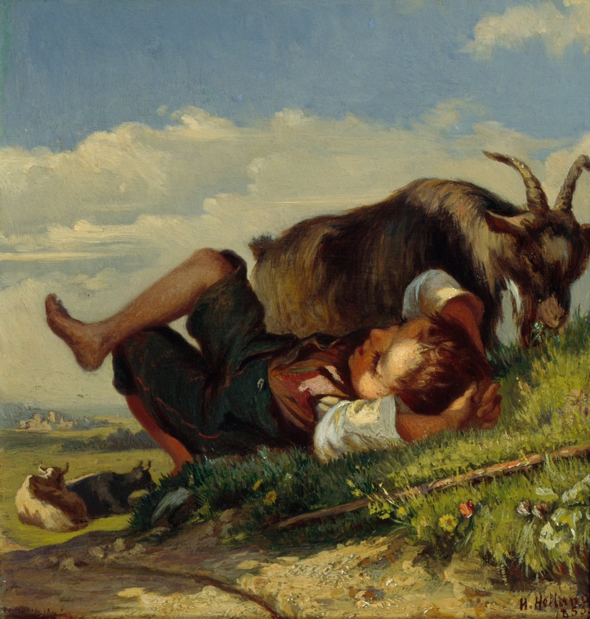 keçi ile çoban çocuk by Henrik August Helland