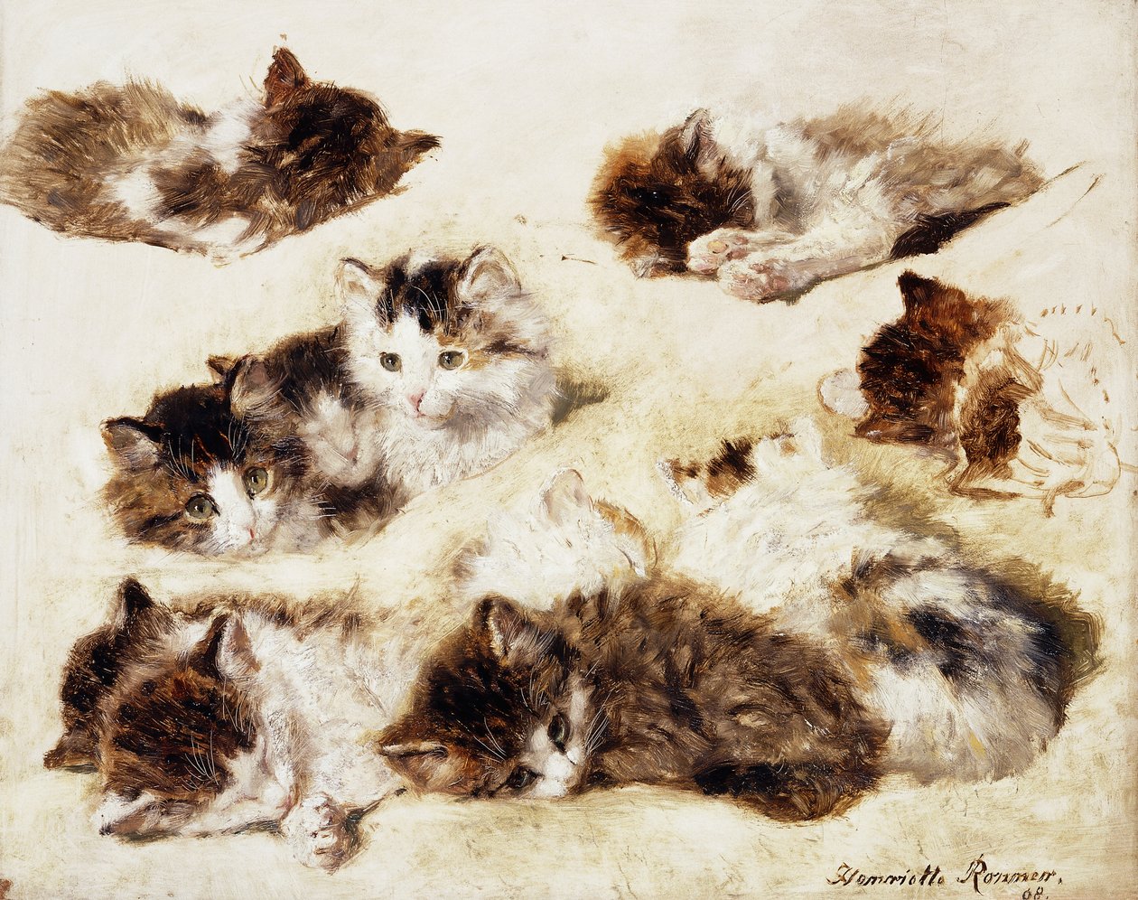 Yavru Kediler Üzerine Bir Araştırma, 1898 by Henriëtte Ronner Knip
