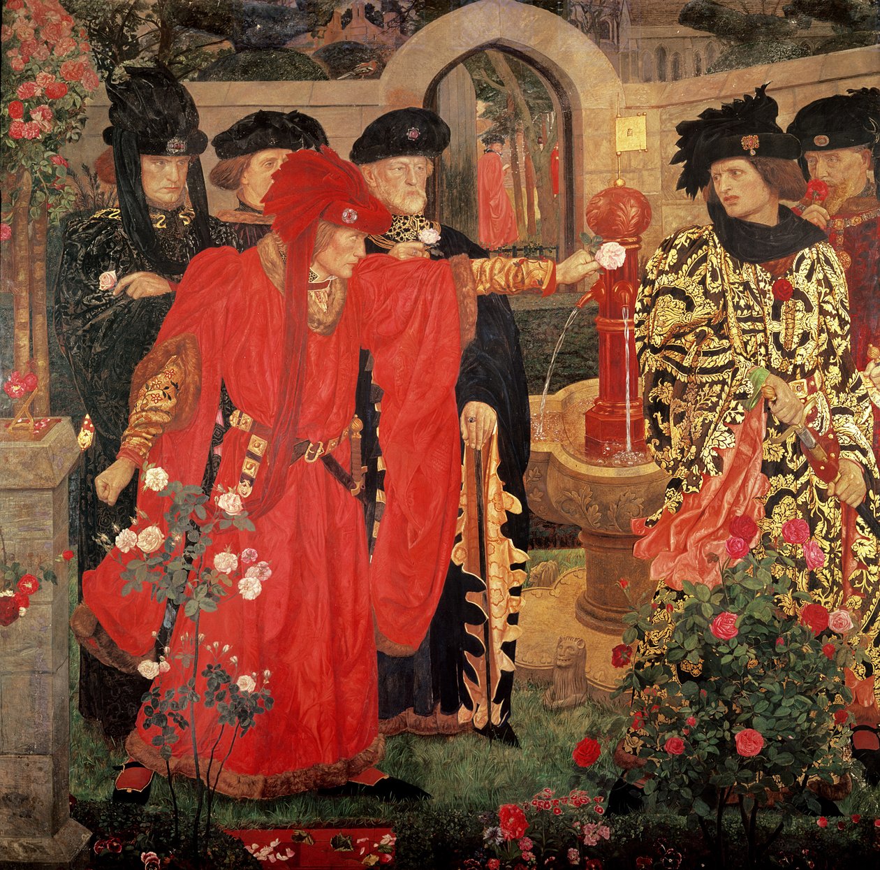 Tapınak Bahçesinde Kırmızı ve Beyaz Güllerin Seçilmesi, 1910 by Henry A. Payne