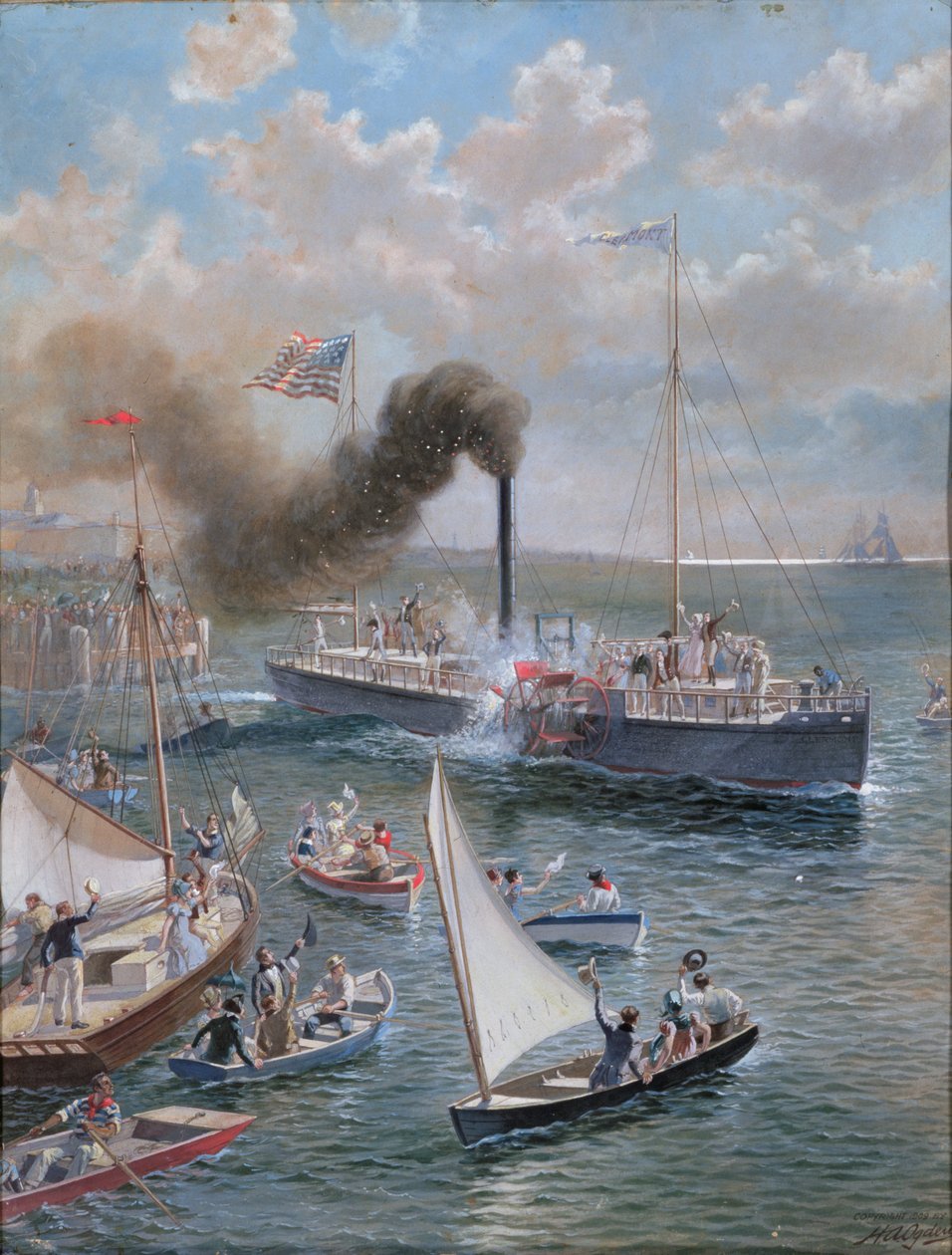 The Clermont, 1909 (kağıt üzerinde guaj ve grafit) by Henry Alexander Ogden