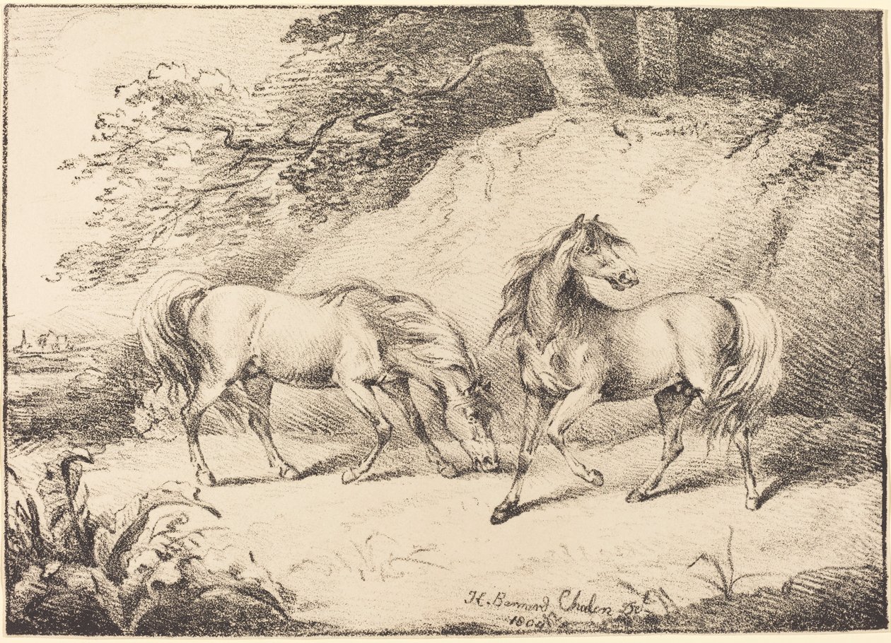 Vahşi atlar by Henry Bernard Chalon