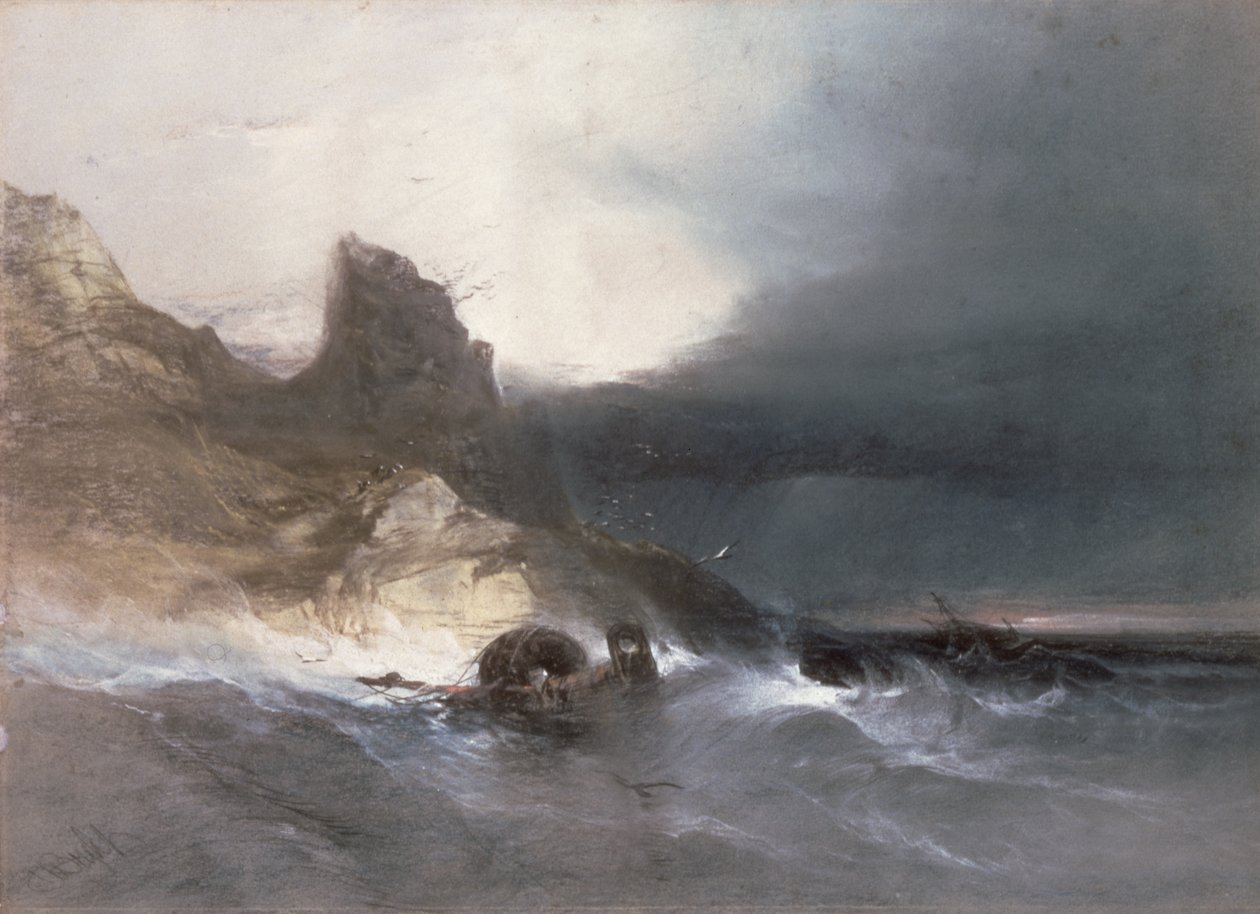 Enkazlı Kayalık Sahil (kağıt üzerinde tebeşir) by Henry Bright