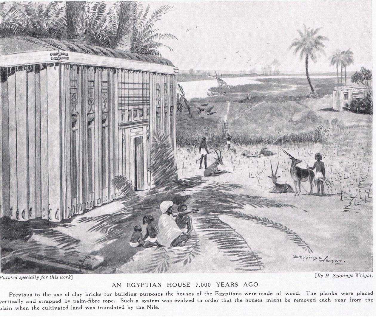 7000 yıl önce bir Mısır evi, c.1920 by Henry Charles Seppings Wright