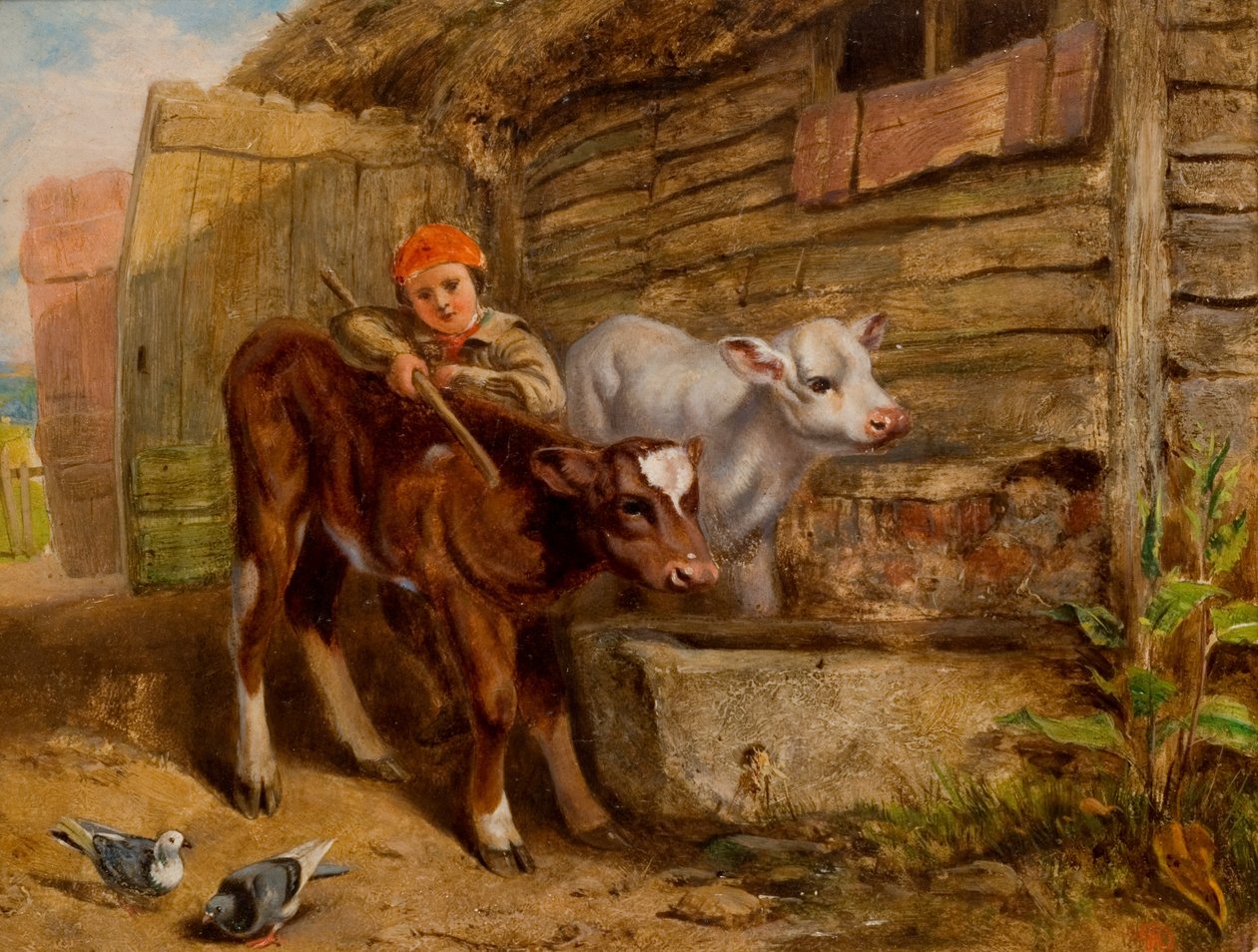 Buzağı ve Yalak Oğlan by Henry Dawson
