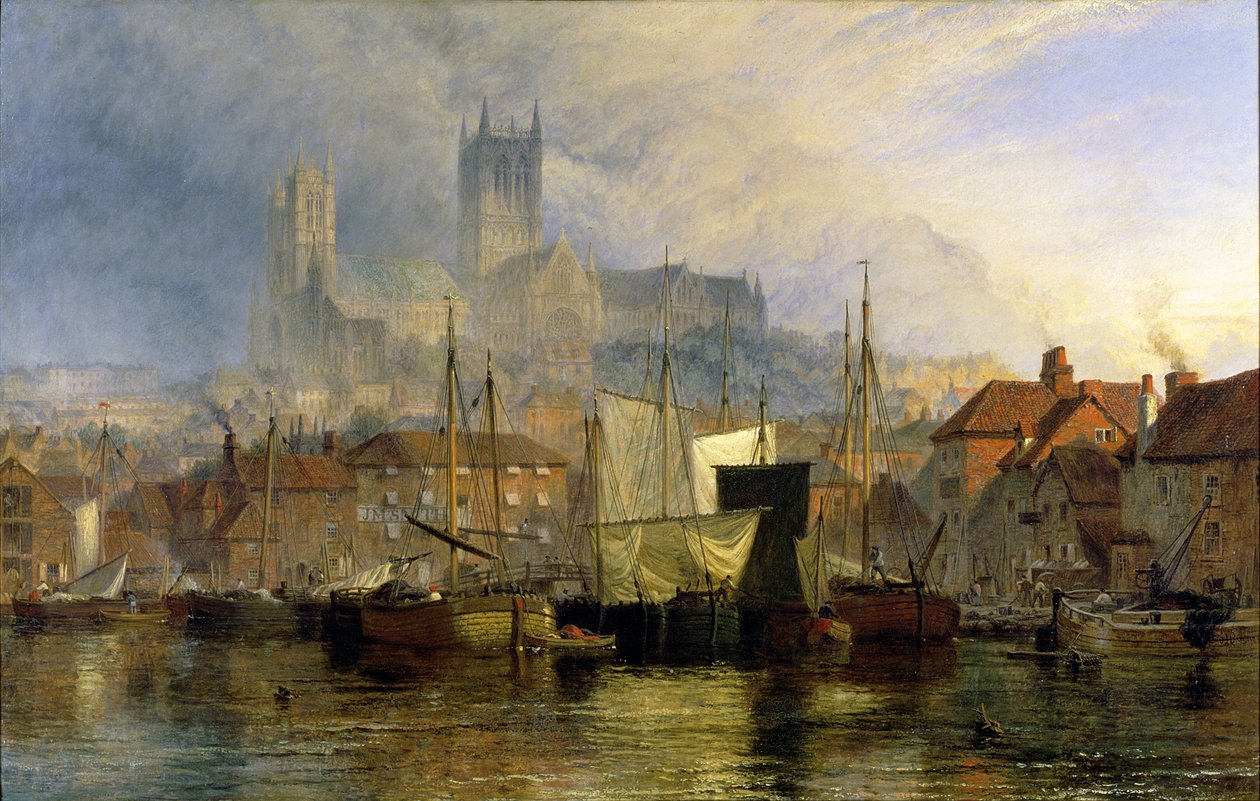 Brayford Havuzundan Lincoln Katedrali by Henry Dawson
