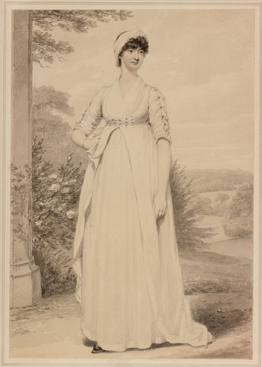 Bir Hanımefendinin Portresi, 1799 (dokuma kağıt üzerine mürekkep ve kurşun kalem) by Henry Edridge
