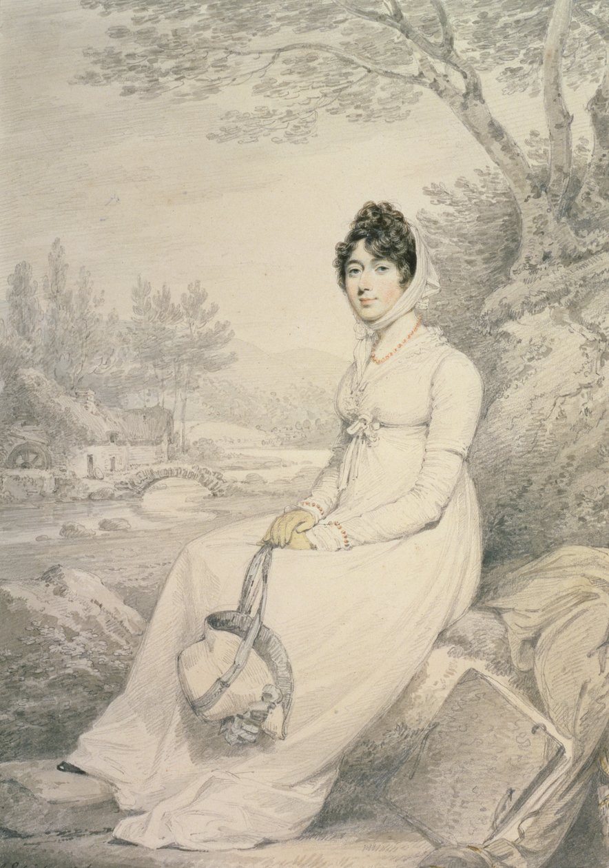 Bir Hanımefendinin Portresi, 1806 (kağıt üzerine renkli tebeşirlerle kurşun kalem ve yıkama) by Henry Edridge