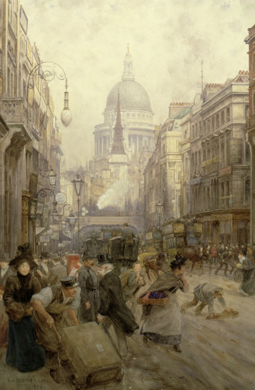 Fleet Street Doğuya Bakış, 1898 by Henry Edward Tidmarsh