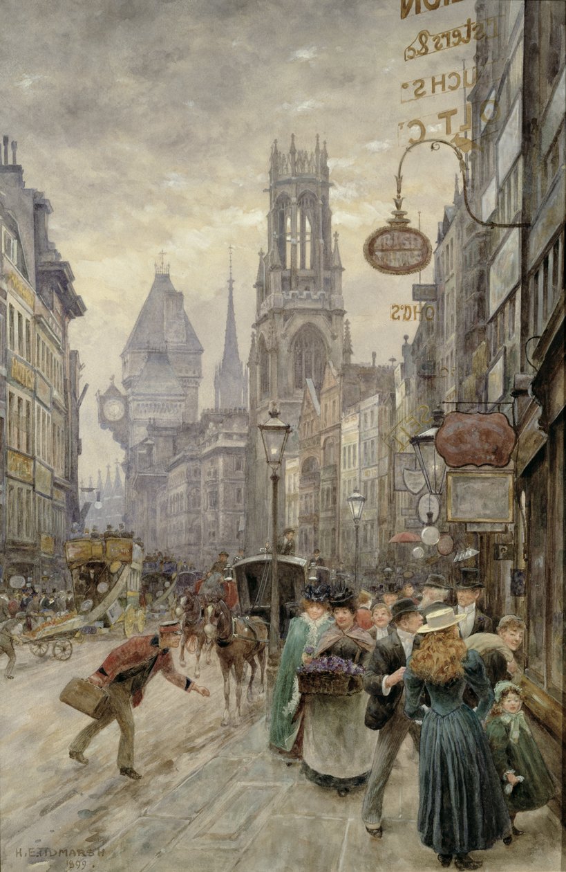 Fleet Street: Batıya Bakış, 1899 by Henry Edward Tidmarsh