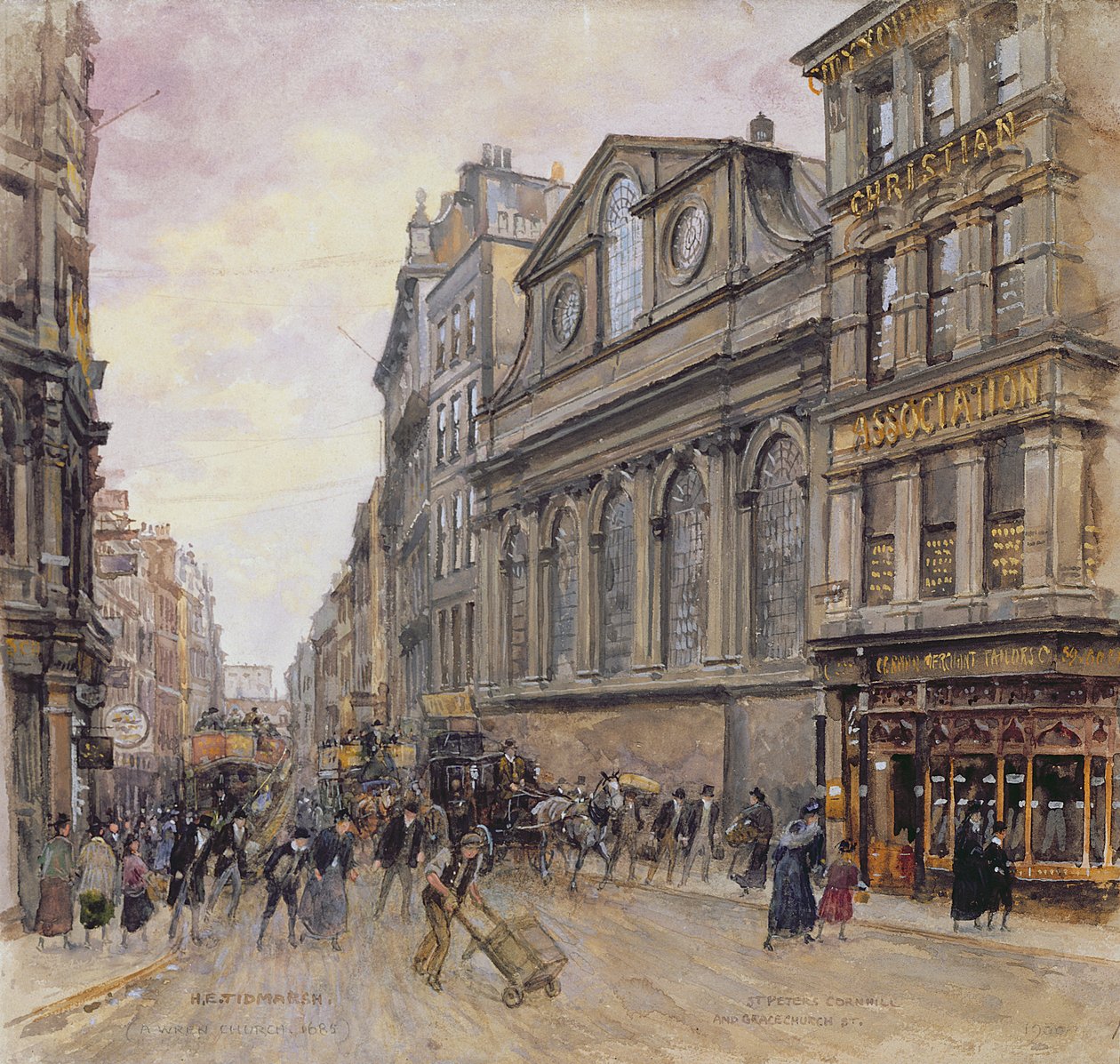 Aziz Petrus, Cornhill ve Gracechurch Caddesi by Henry Edward Tidmarsh