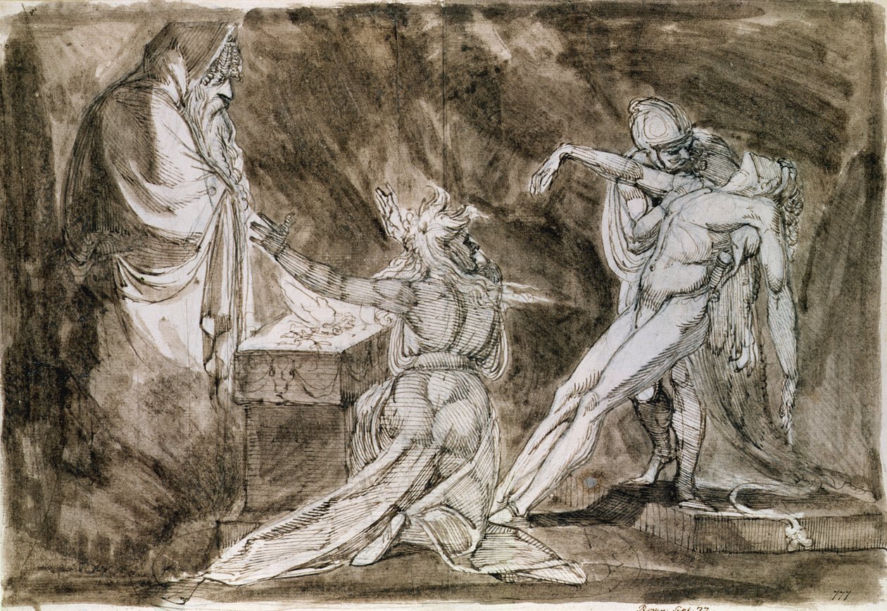 Saul ve Endor Cadısı için Çalışma by Johann Heinrich Füssli