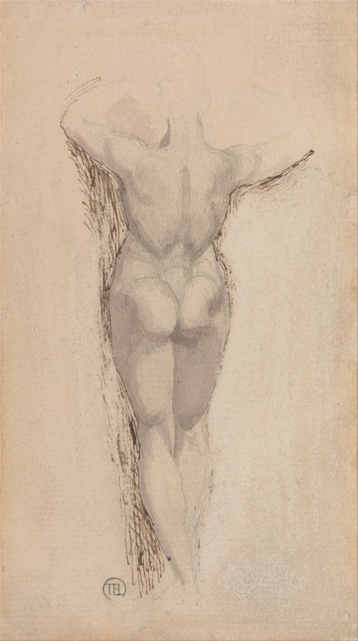 Çıplak, Ayakta Duran Bir Kadının Sırtının İncelenmesi by Johann Heinrich Füssli