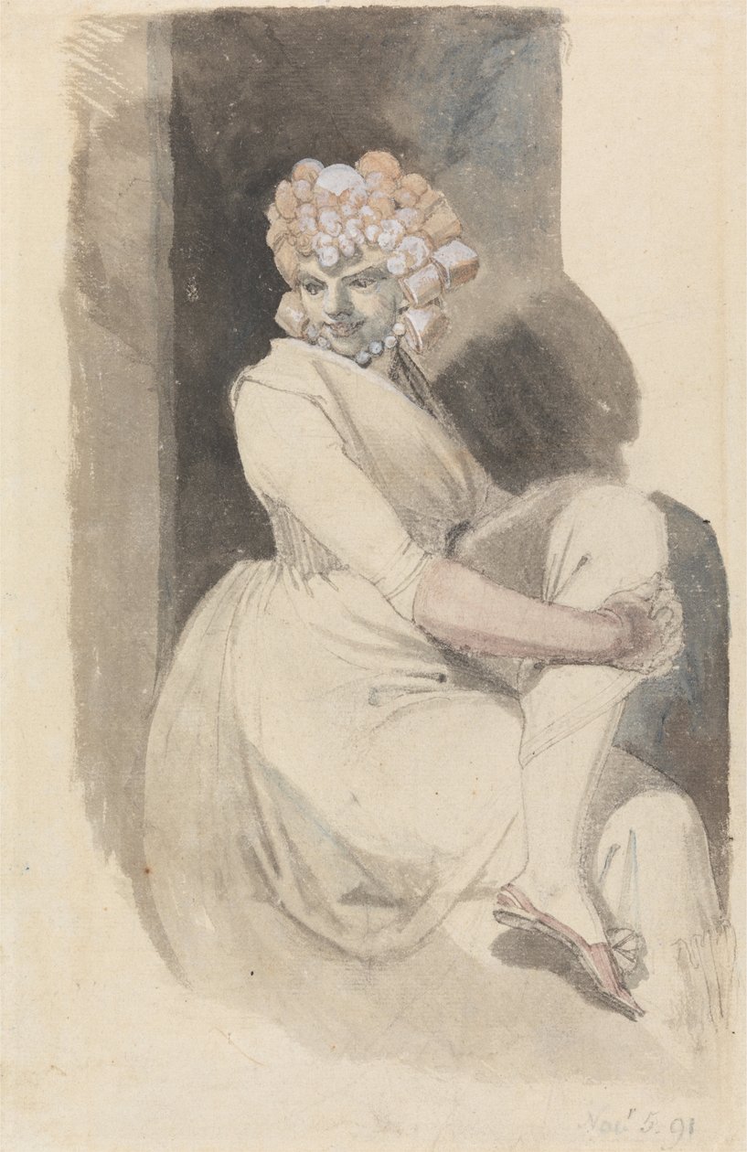 Oturan Bir Kadının Çalışması by Johann Heinrich Füssli