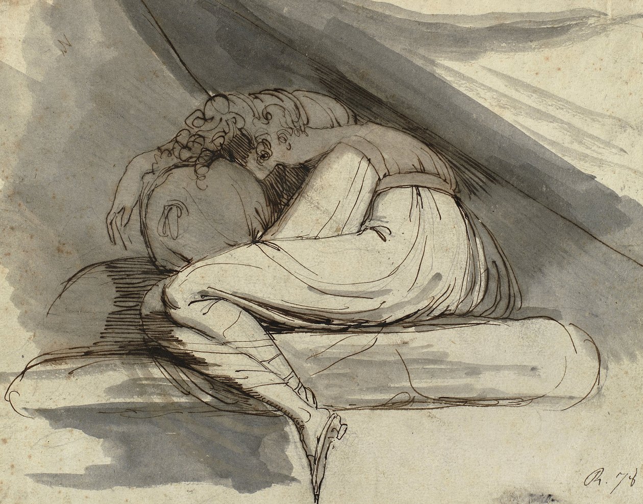 Oturan Kadın, Kıvrılmış by Johann Heinrich Füssli