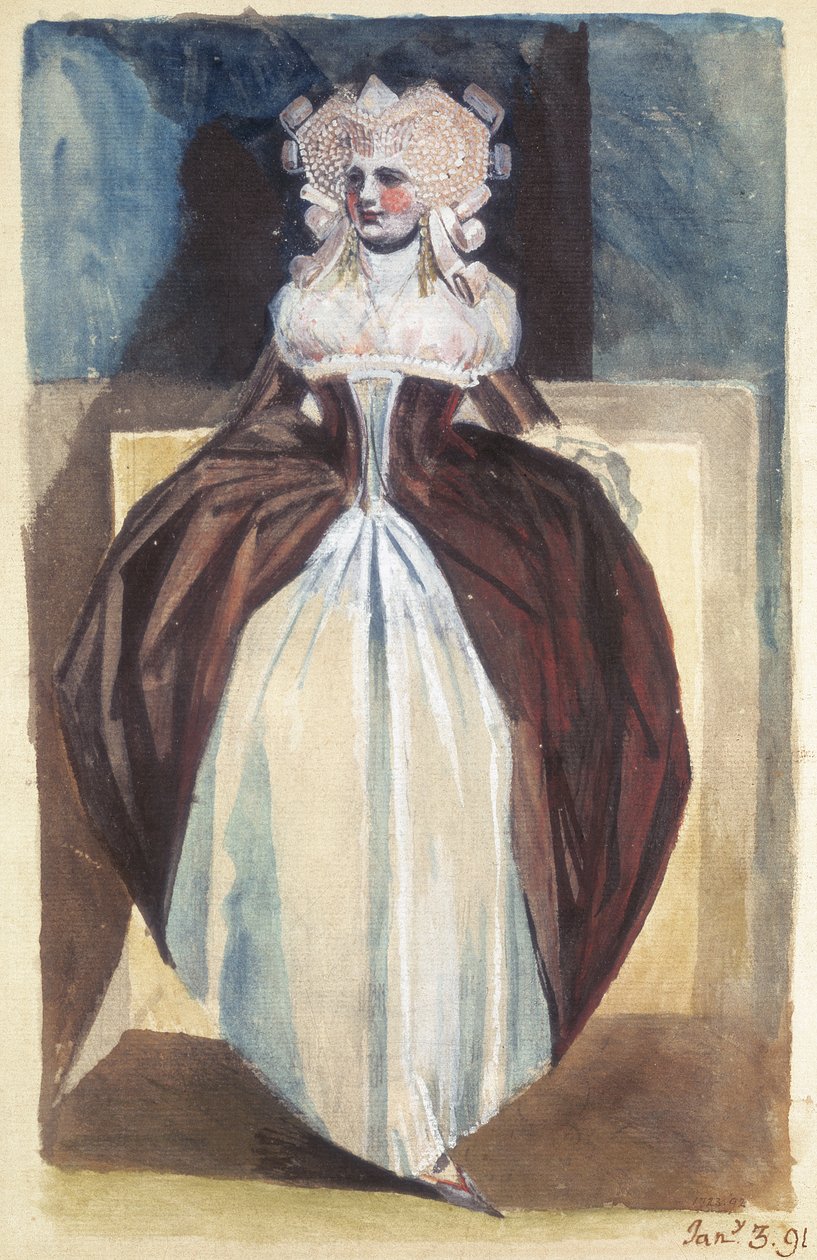 17. yüzyıl kostümlü kadın, 1791 by Johann Heinrich Füssli