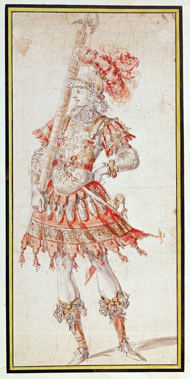 Costume design for Carousel, c.1662 (pen, ink und wc on paper) by Henry Gissey