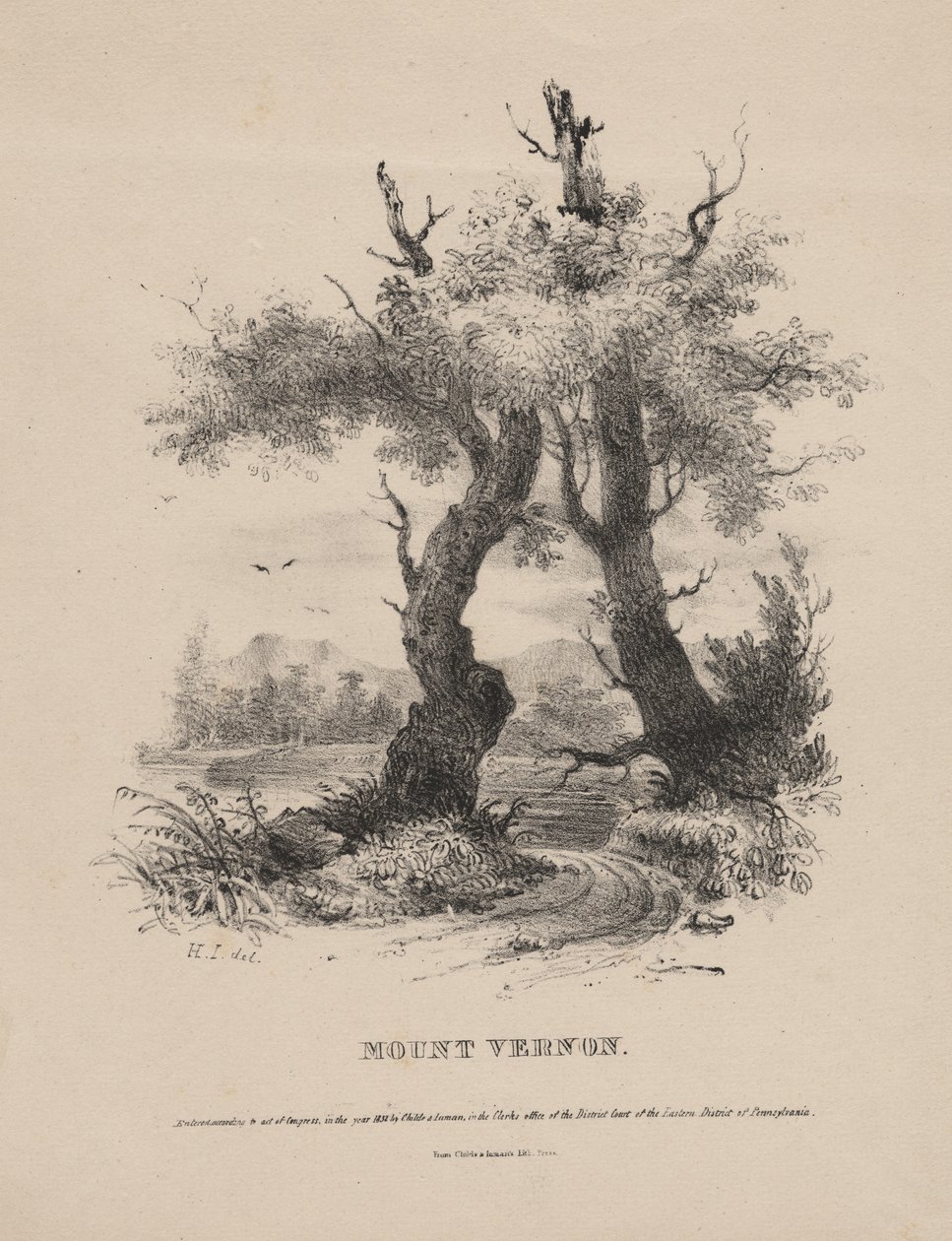 Vernon Dağı, litho, Childs und Inman, 1832 by Henry Inman