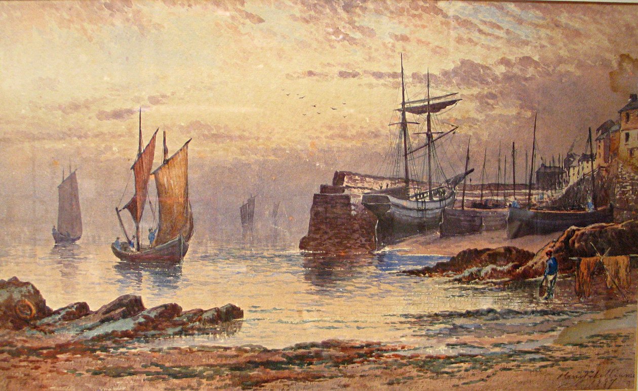 Old Quay, Newlyn, 1887 (kağıt üzerinde wc) by Henry John Williams