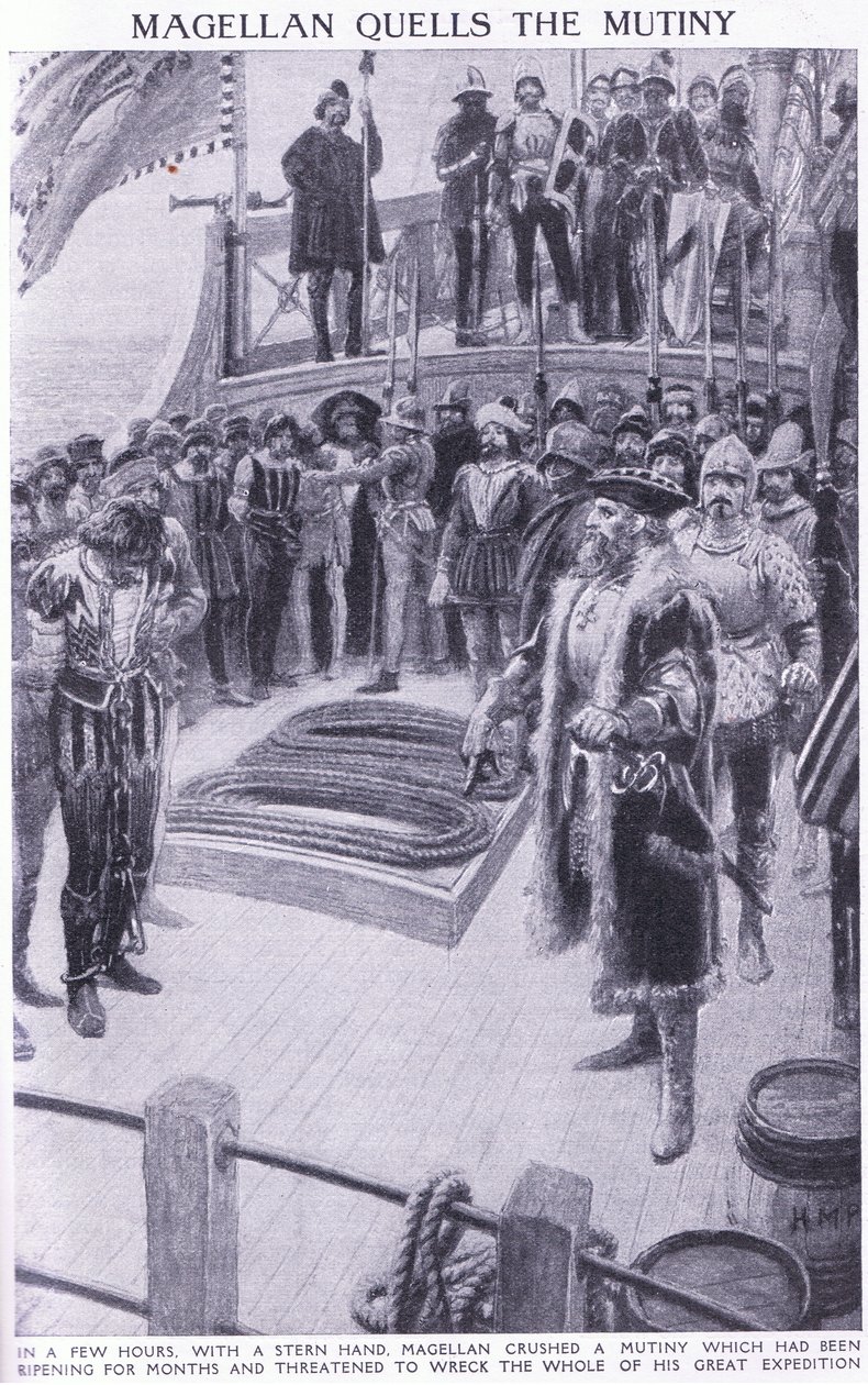 Magellan putting down a mutiny  by Henry Marriott Paget