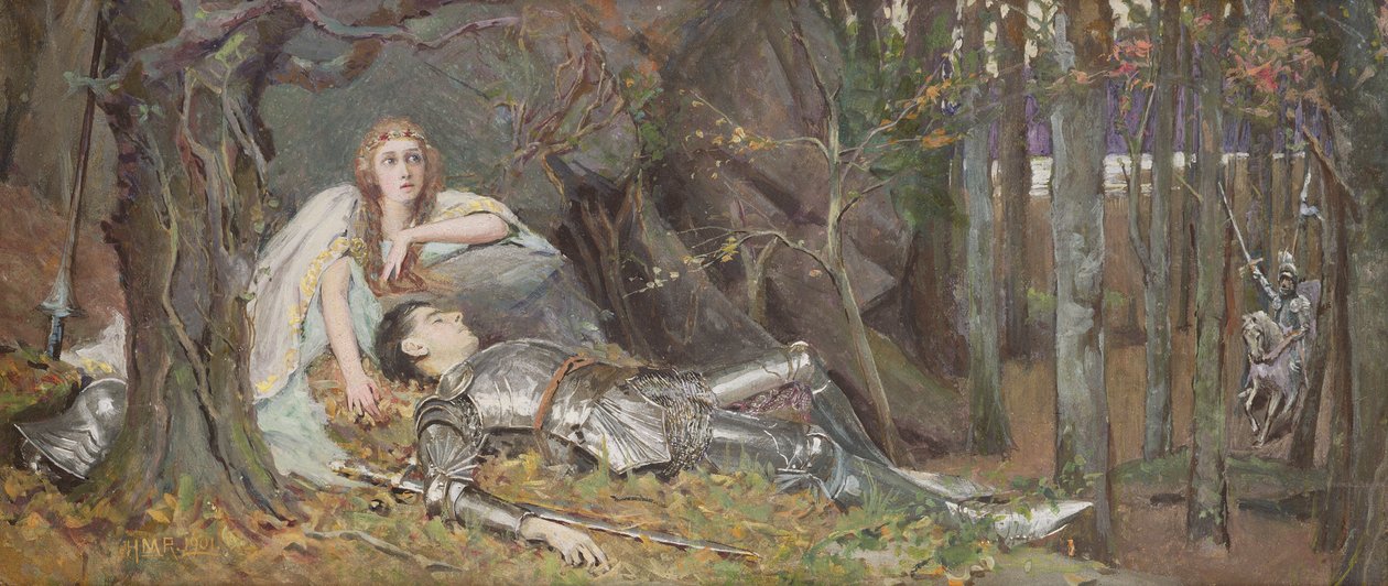 La Belle Dame Sans Merci, 1901 (kağıt üzerinde tuvalet ve gövde rengi) by Henry Meynell Rheam