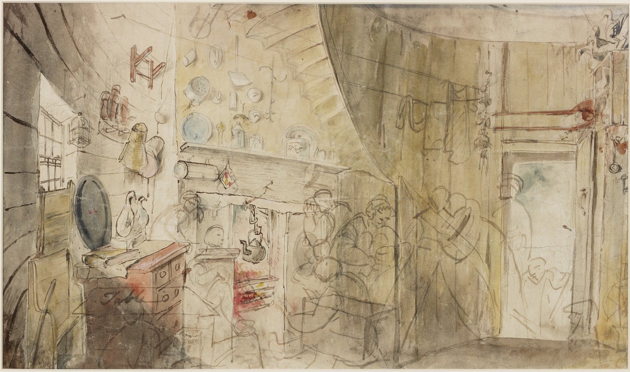 Bir Deniz Fenerinin İçi, Farne Adaları (kağıt üzerine kalem ve sulu boya) by Henry Perlee Parker