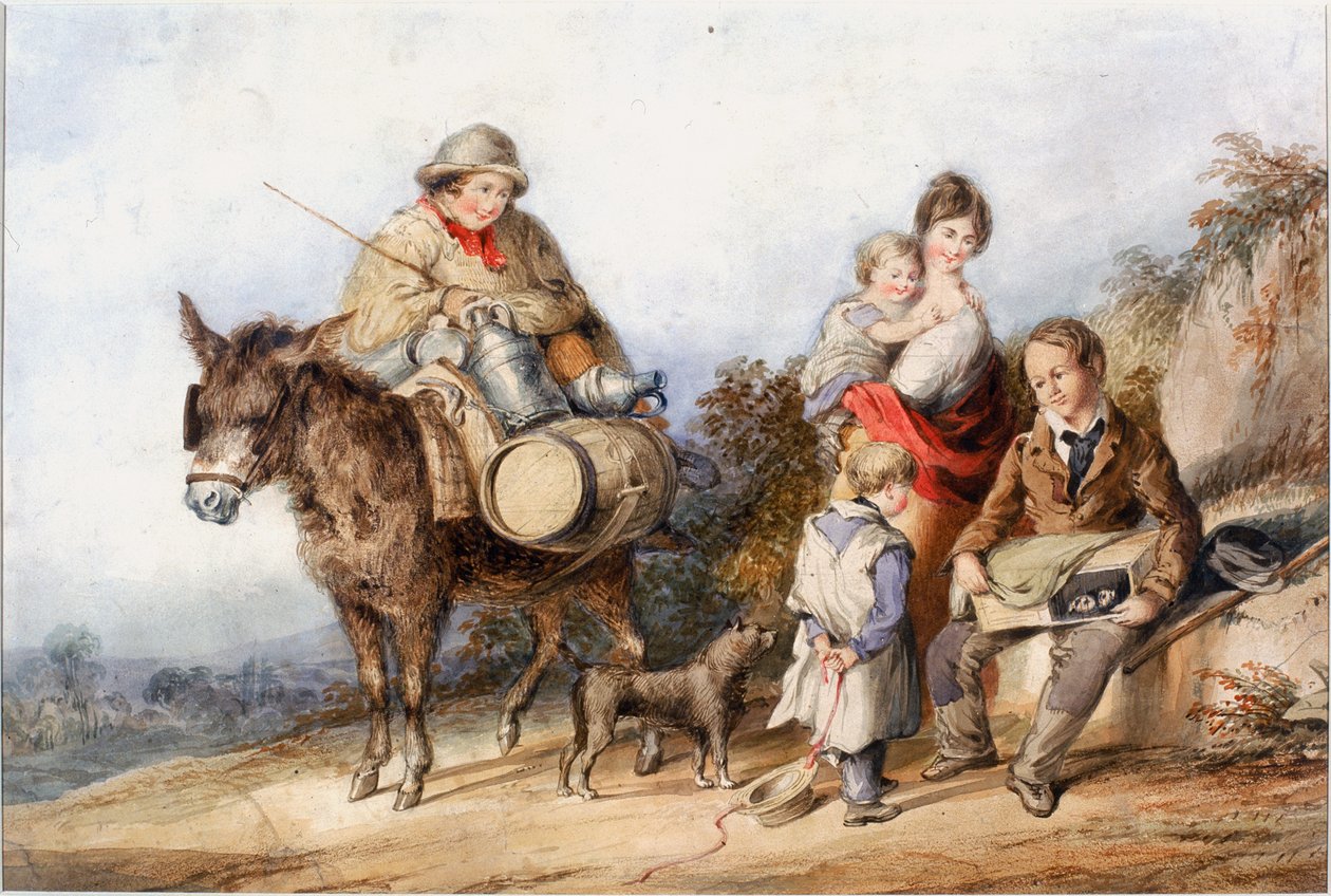 Aile Grubu ile Süt Çocuk (kağıt üzerinde bc, kalem ve wc) by Henry Perlee Parker