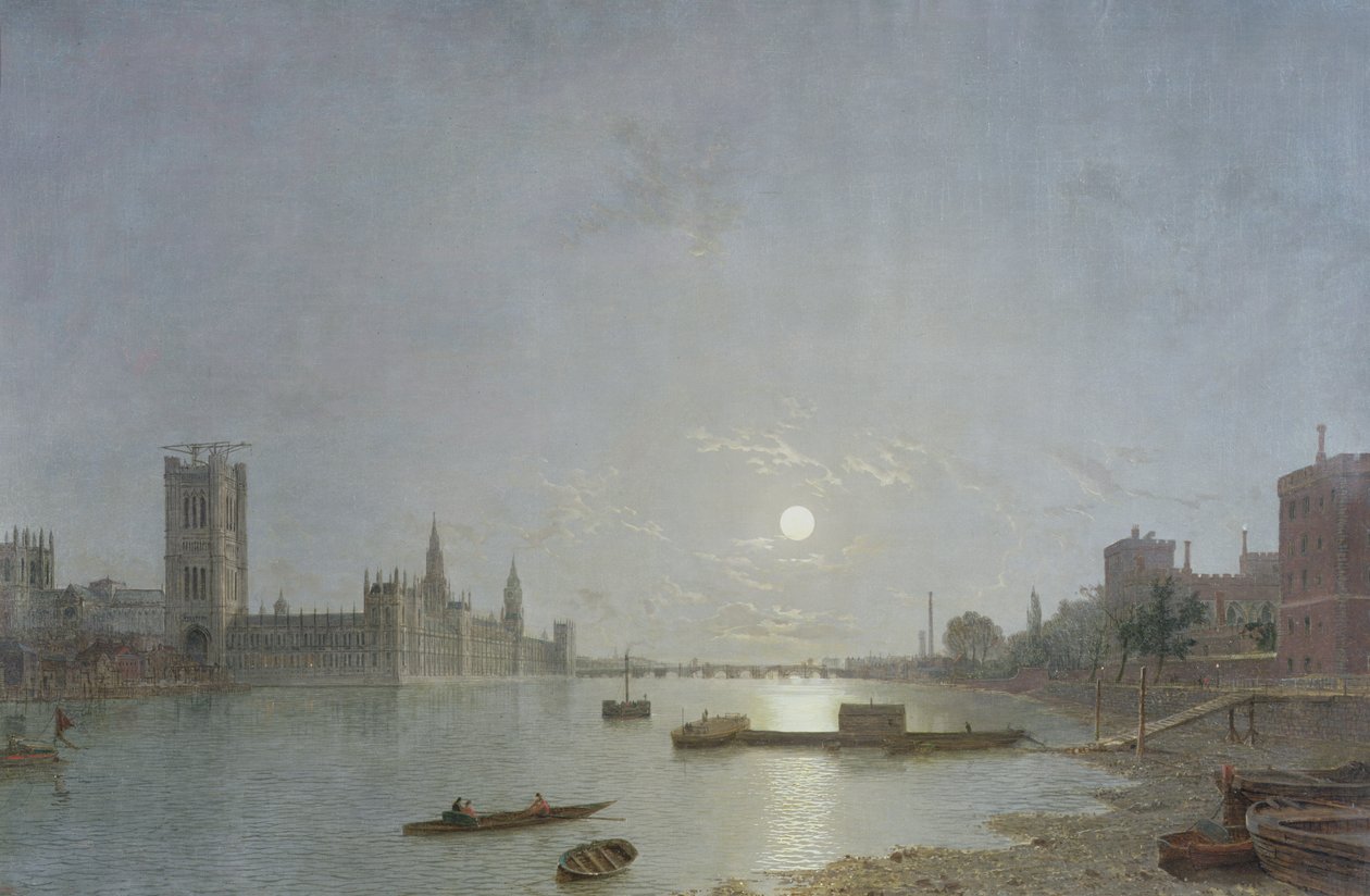 Ay Işığında Westminster, 1850 dolayları by Henry Pether
