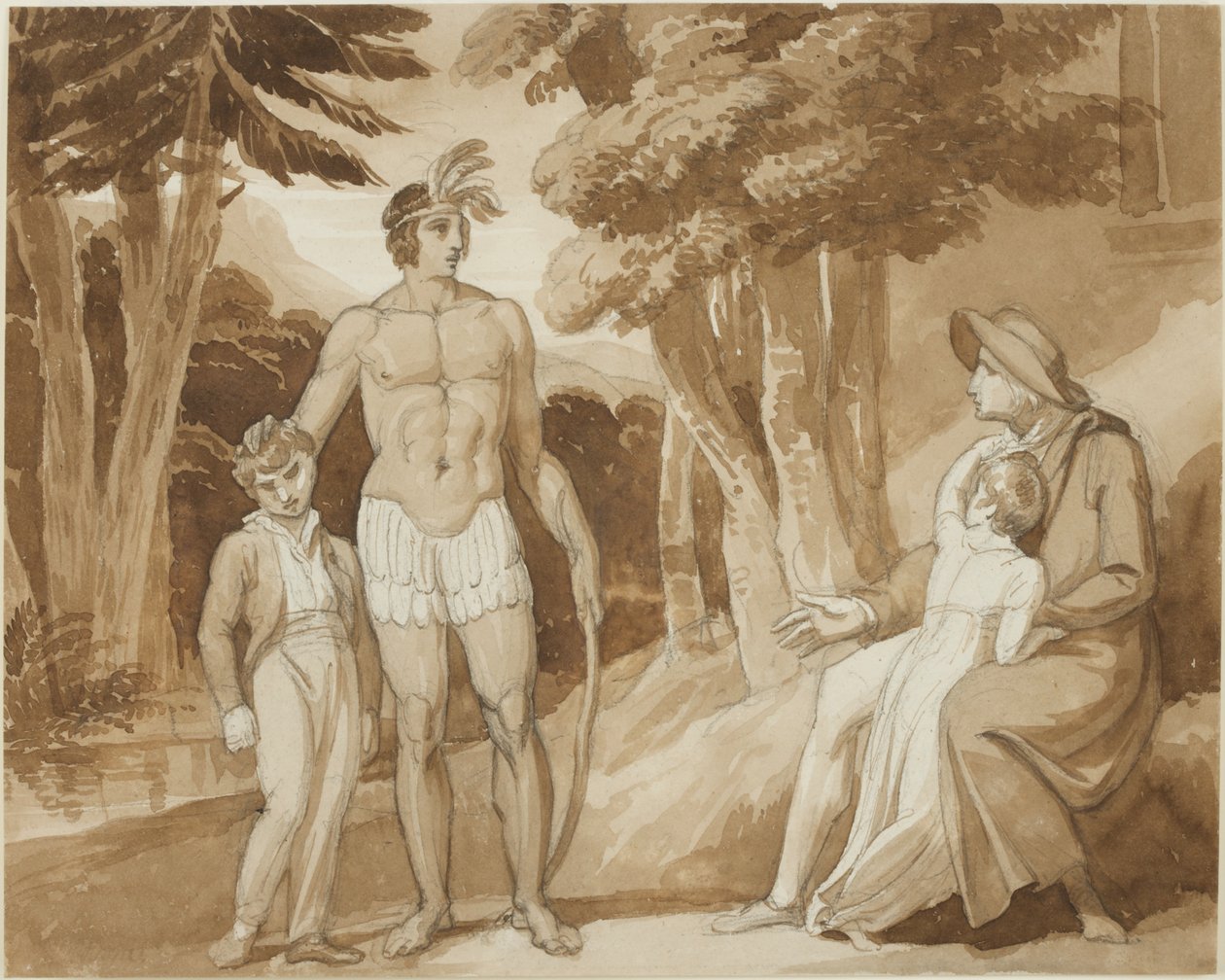 'Gertrude of Wyoming' için çizim (kağıt üzerinde mürekkep ve kurşun kalem) by Henry Pierce Bone