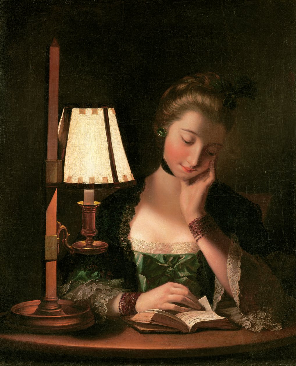 Kağıt Çan Gölgesinden Okuyan Kadın, 1766 by Henry Robert Morland