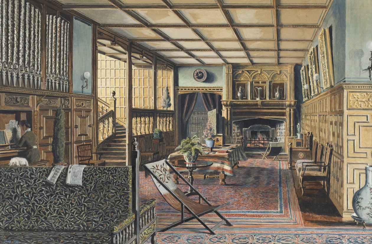 Tonbridge, Kent yakınlarındaki Hall Place, Leigh, İç by Henry Robert Robertson