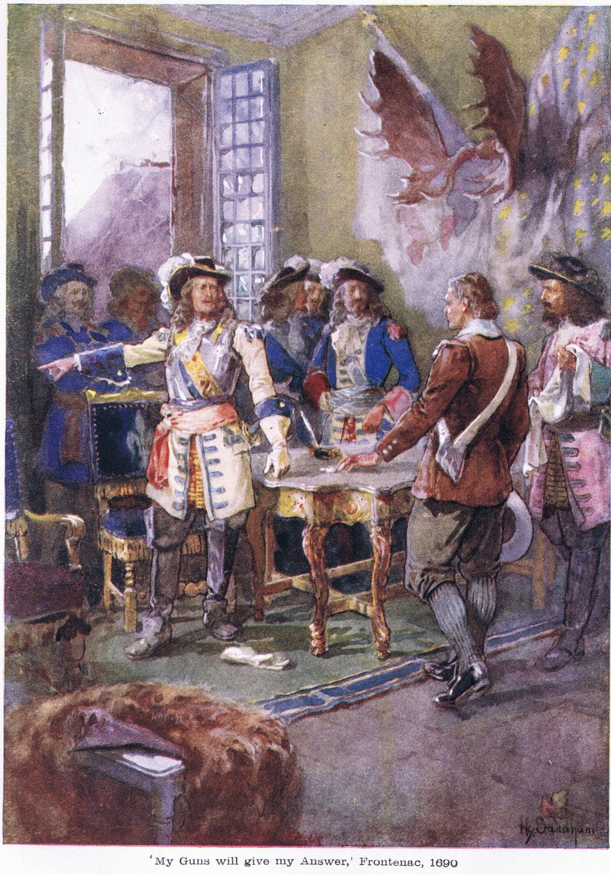 Silahım cevabımı verecek Frontenac, 1690, c.1920 by Henry Sandham