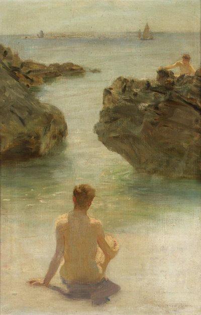 Çocuk bir plajda by Henry Scott Tuke