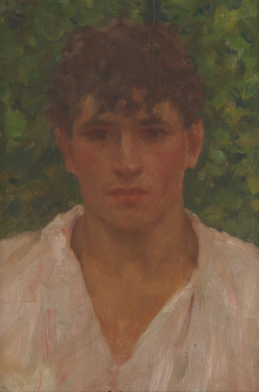 Açık Yakalı Genç Bir Adamın Portresi by Henry Scott Tuke