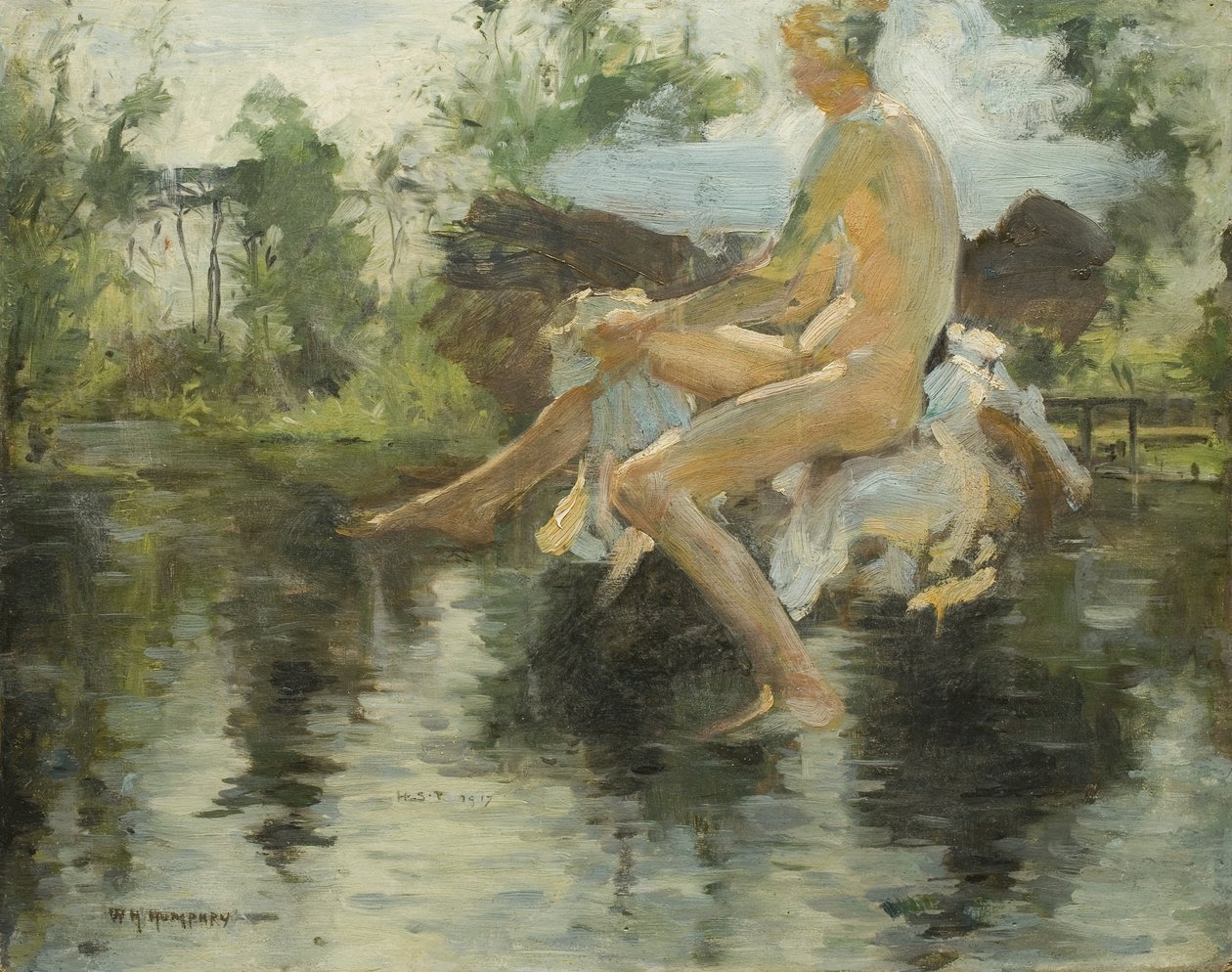 Oturan Bir Çocuğun Kroki, 1917 by Henry Scott Tuke
