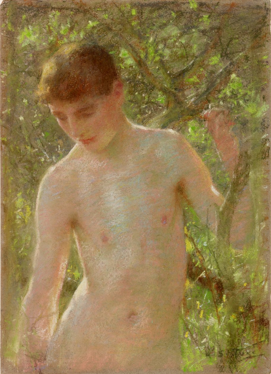 Bir Çocuğun Çalışması (kağıt üzerinde pastel) by Henry Scott Tuke