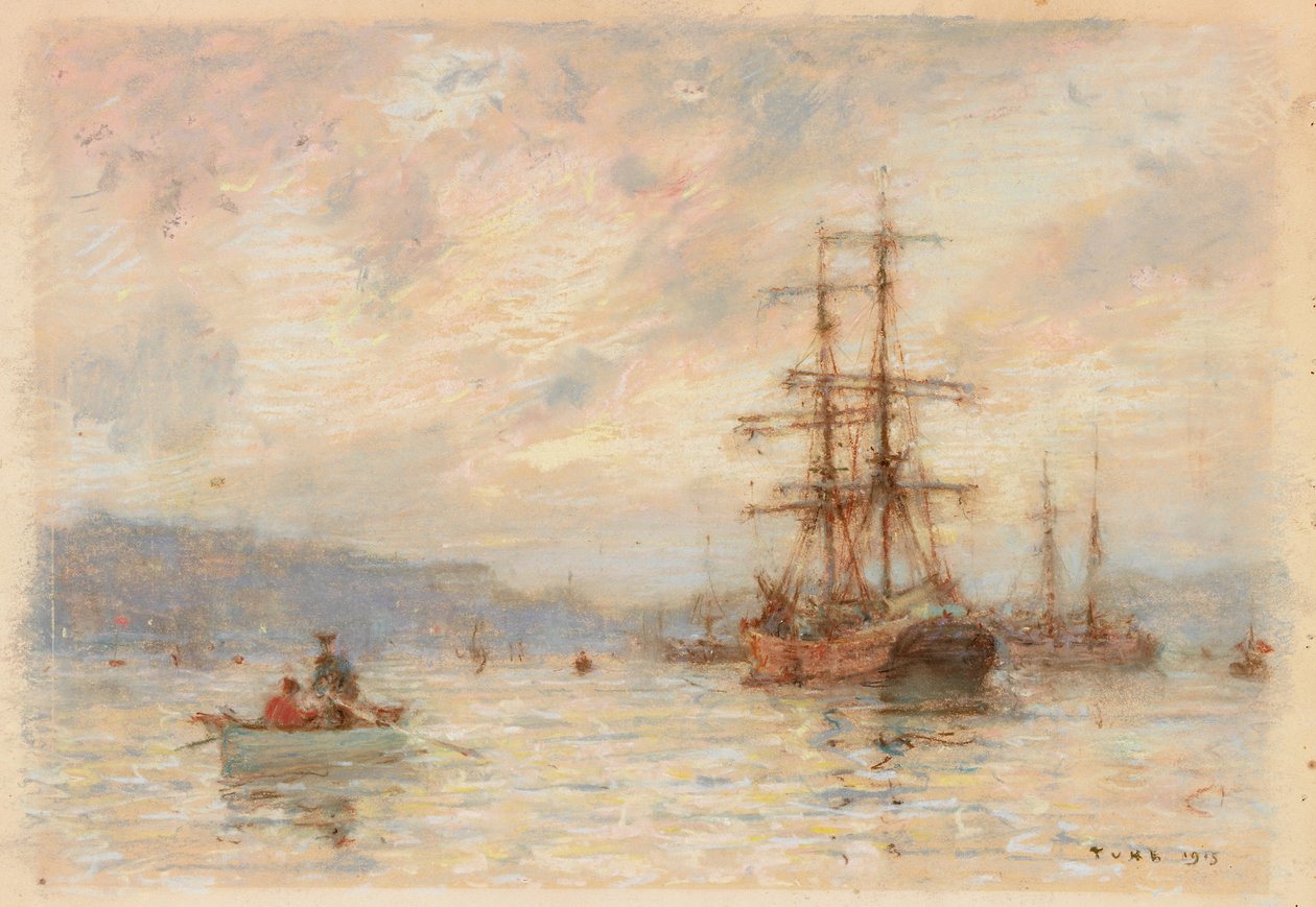 Gün batımı (kağıt üzerinde pastel) by Henry Scott Tuke