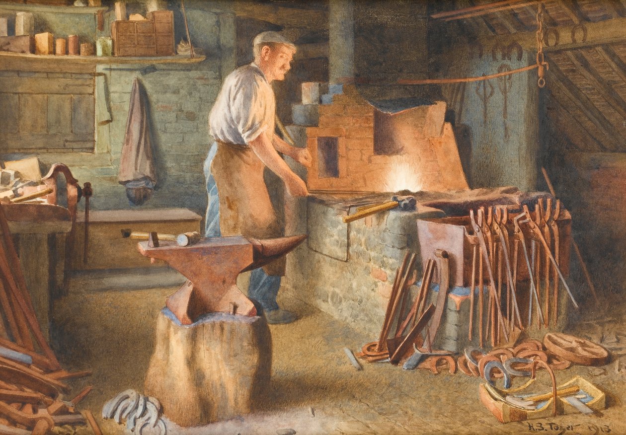 Köy Demircisi, 1918 (kağıt üzerinde wc) by Henry Spernon Tozer