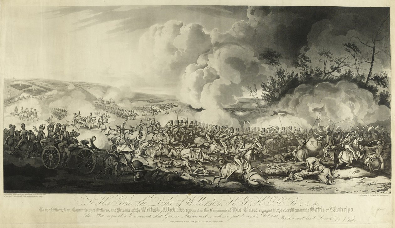 Waterloo Savaşı, 1815, 1816 (aquatint) by Henry Thomas Alken