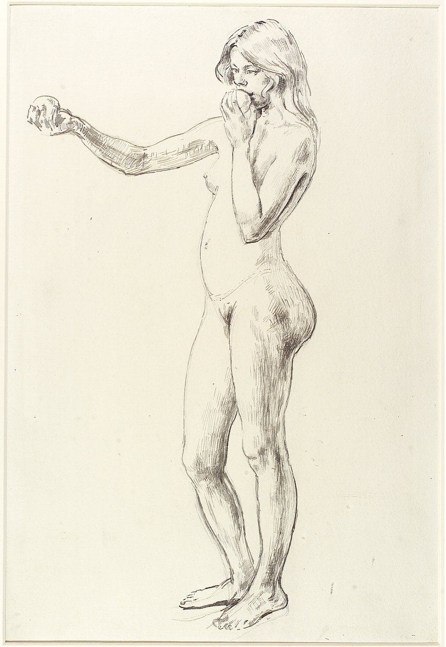 çıplak kız ayakta by Henry Tonks